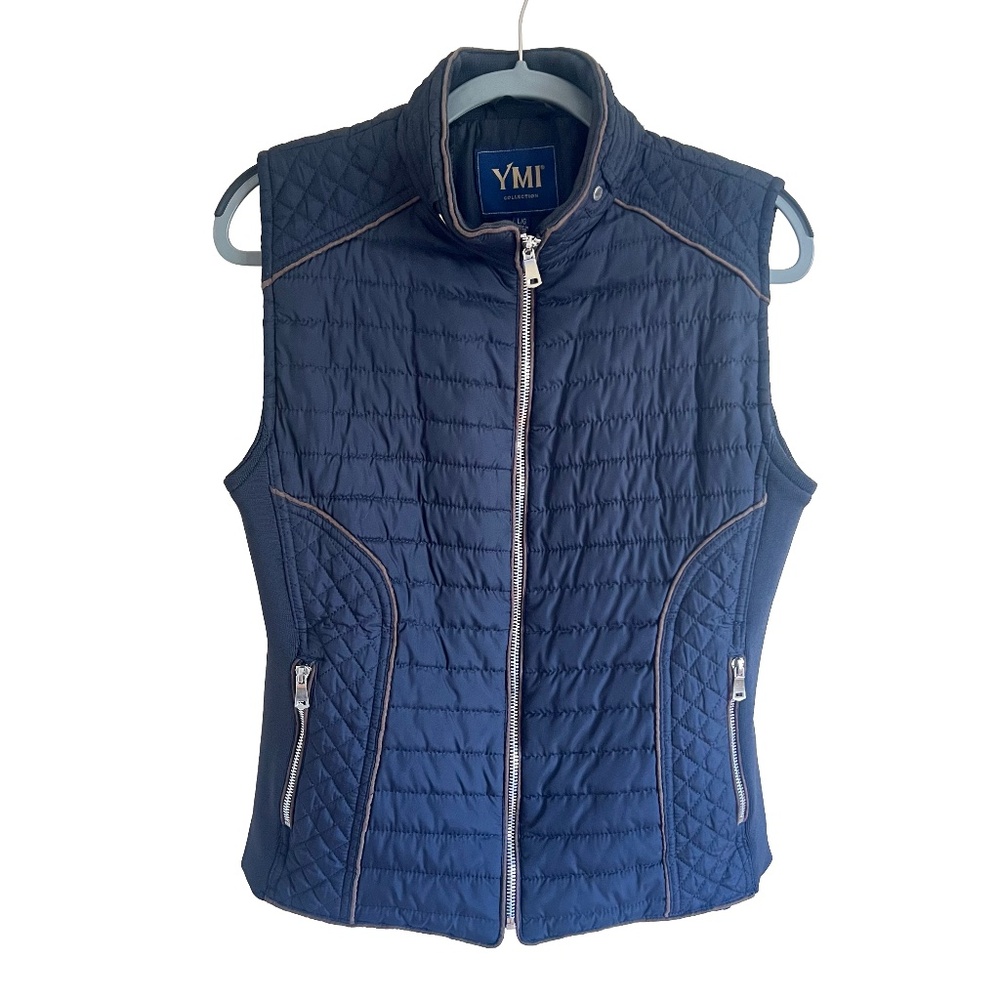 YMI Collection Navy Quilted Puffer Full Zip Vest